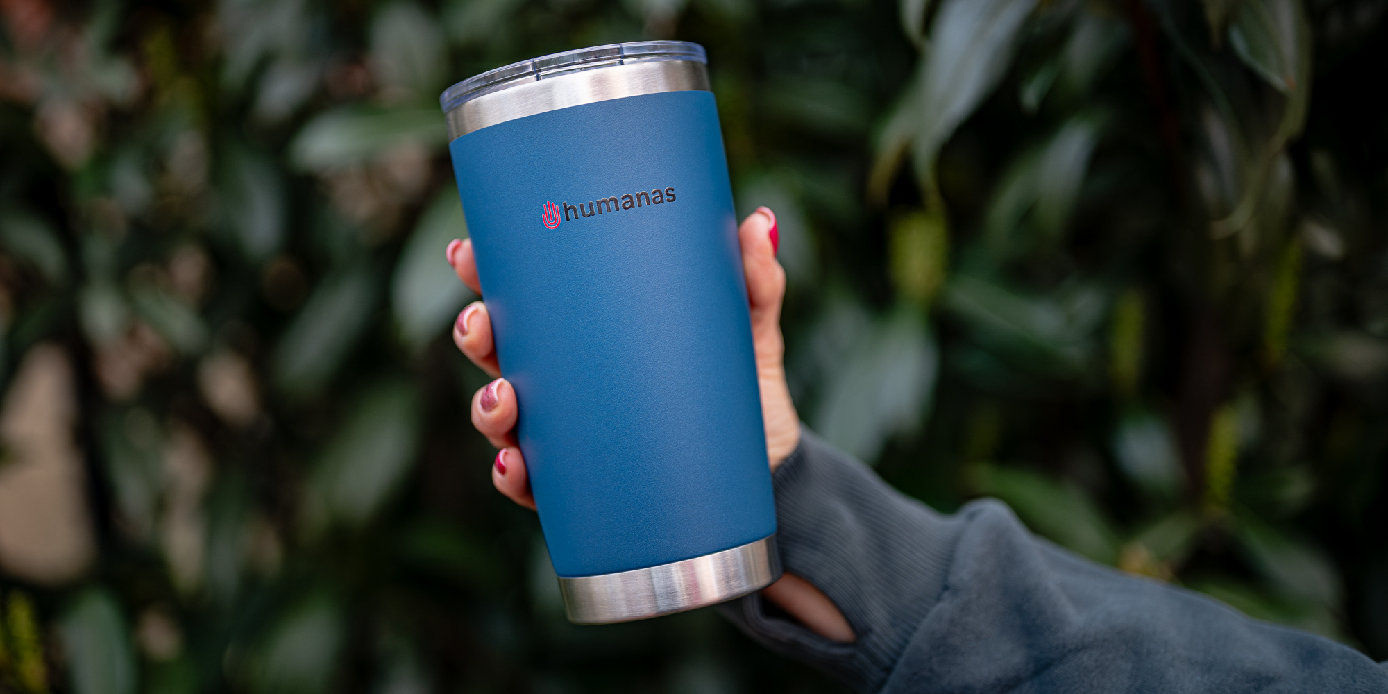 Kubek termiczny Humanas Fluo 600 ml - niebieski